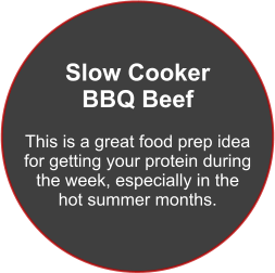 Slow Cooker BBQ Beef  This is a great food prep idea for getting your protein during the week, especially in the hot summer months.